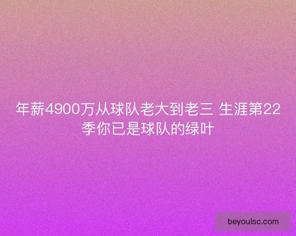 年薪4900万从球队老大到老三 生涯第22季你已是球队的绿叶 年薪4900万从球队老大到老三 生涯第22季你已是球队的绿叶