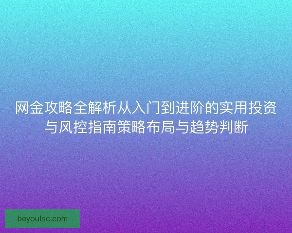 网金攻略全解析从入门到进阶的实用投资与风控指南策略布局与趋势判断 网金攻略全解析从入门到进阶的实用投资与风控指南策略布局与趋势判断